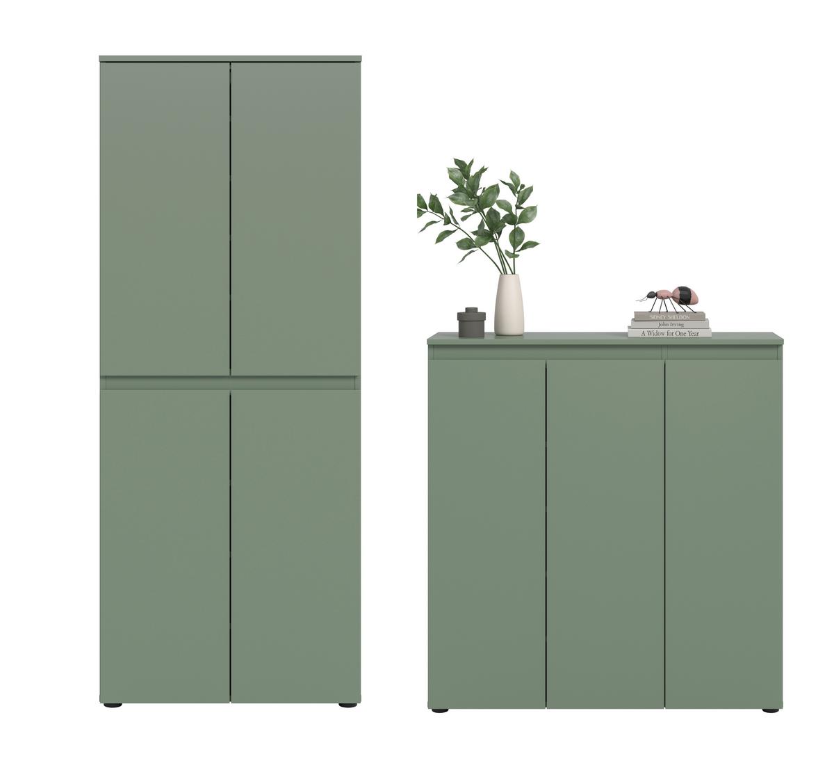 Garderobenschrank Scarpa Graugrün B: 140 Cm - Schwarz/Graugrün, Design, Holzwerkstoff (190/175/37cm) - Livetastic