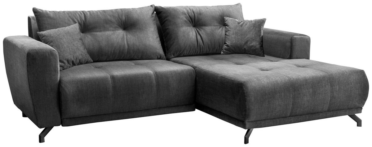 Ecksofa Restato Dunkelgrau S: 246x177 cm - Dunkelgrau/Schwarz, MODERN, Textil (246/177cm) - MID.YOU