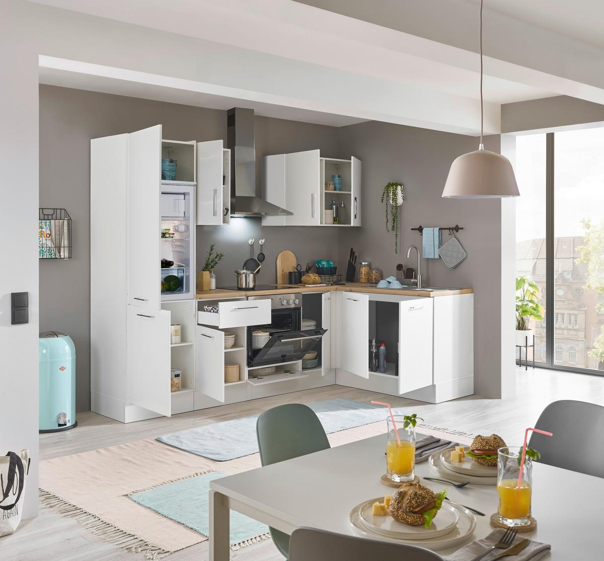 Eckküche Turin Weiß/Eiche Dekor 270x165 cm - Weiß/Eiche Artisan, Basics, Holzwerkstoff (270/165cm) - MID.YOU