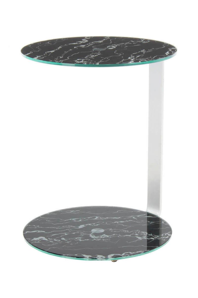 Beistelltisch Mit 2 Platten Quentin Schwarz/silberfarben - Silberfarben/Schwarz, Basics, Glas/Holzwerkstoff (40/40/53cm) - Kayoom