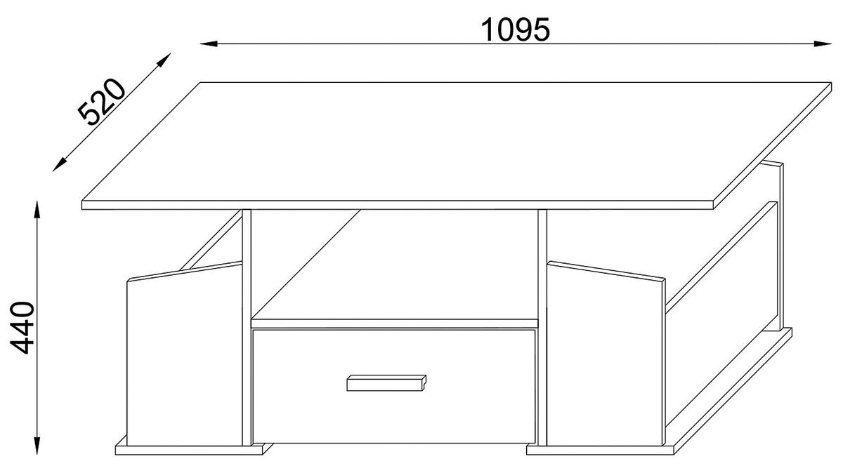 Couchtisch Junata Anthrazit Honigeiche - Honigeiche/Anthrazit, Design, Holzwerkstoff (110/52/44cm) - MID.YOU