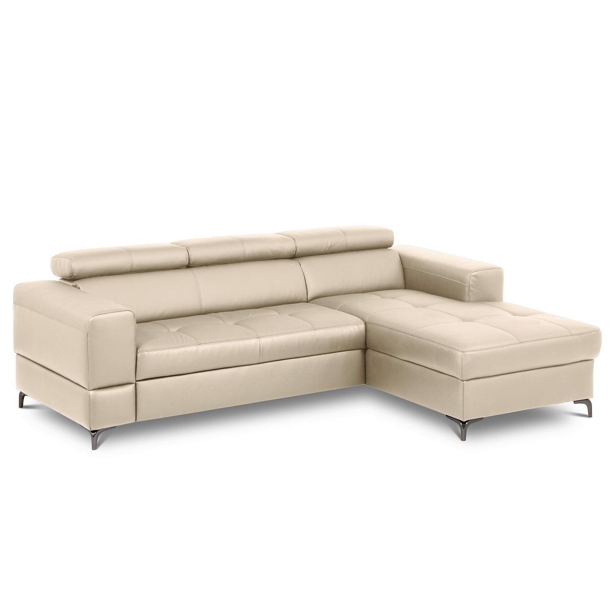 Ecksofa Torino Teilleder Grau 247x173 - Schwarz/Grau, Design, Leder/Textil (247/173cm) - Livetastic