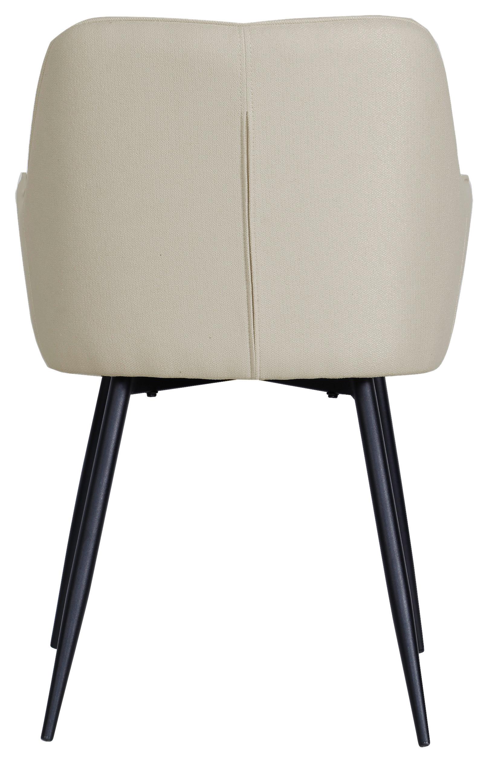 Armlehnstuhl Anna Beige Echtholz Beine - Beige/Schwarz, MODERN, Holz/Textil (57/79/58cm) - MID.YOU