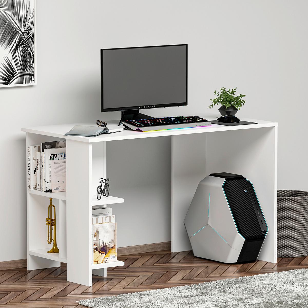 Schreibtisch Alya Weiß L: 120cm - Weiß, Design, Holzwerkstoff (120/60/73cm) - Livetastic