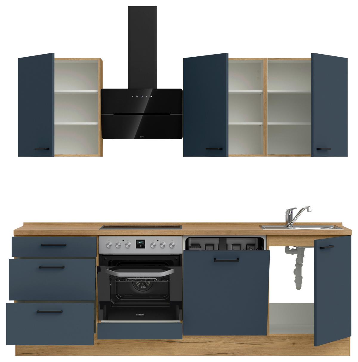 Küchenleerblock Easytouch High-Line, H9 Links - Blau/Eichefarben, MODERN, Holzwerkstoff (240cm) - Nobilia