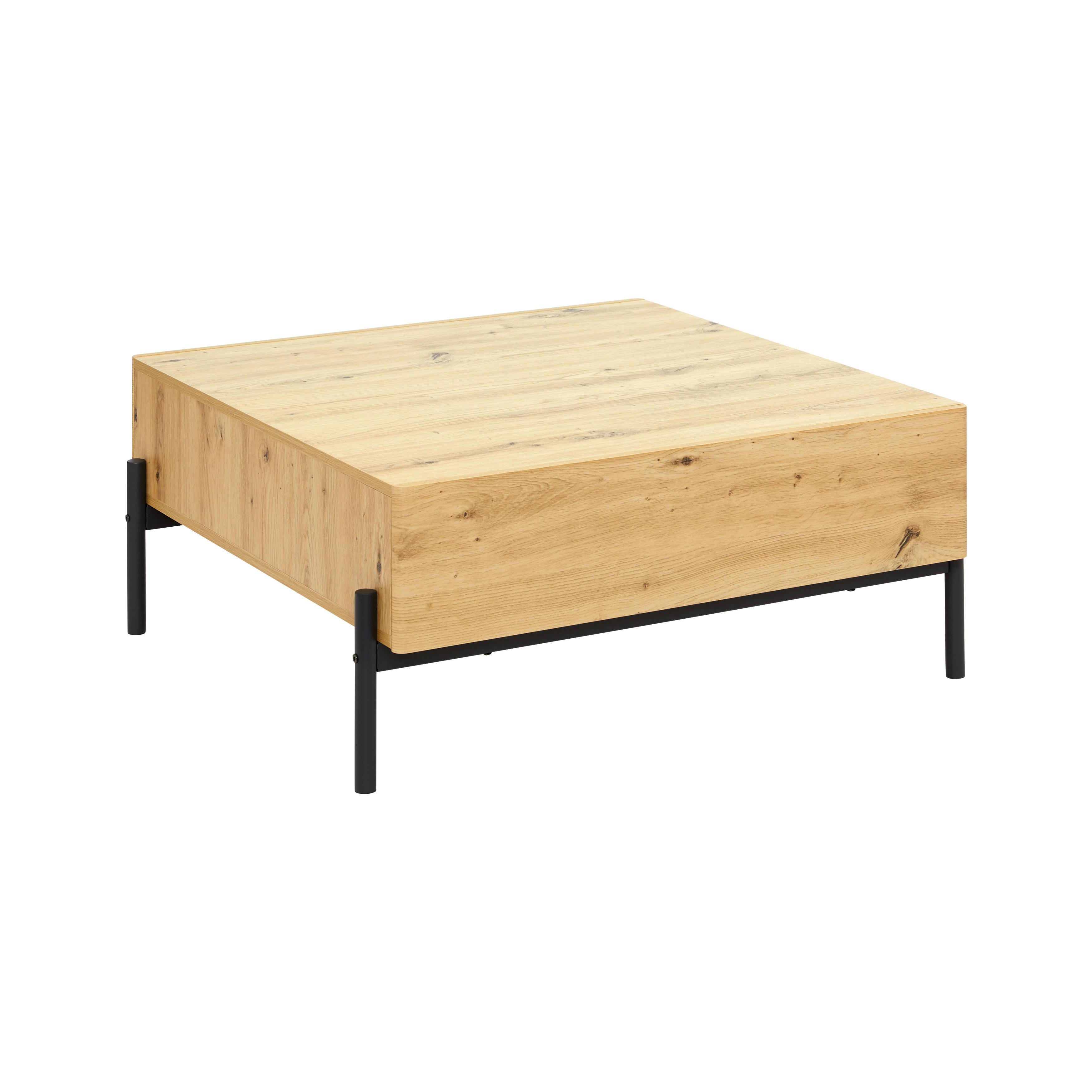 Konferenční stůl JASMINA barvy dubu - černá/barvy dubu, Moderní, kov/dřevo (85/80/37cm) - Bessagi Home