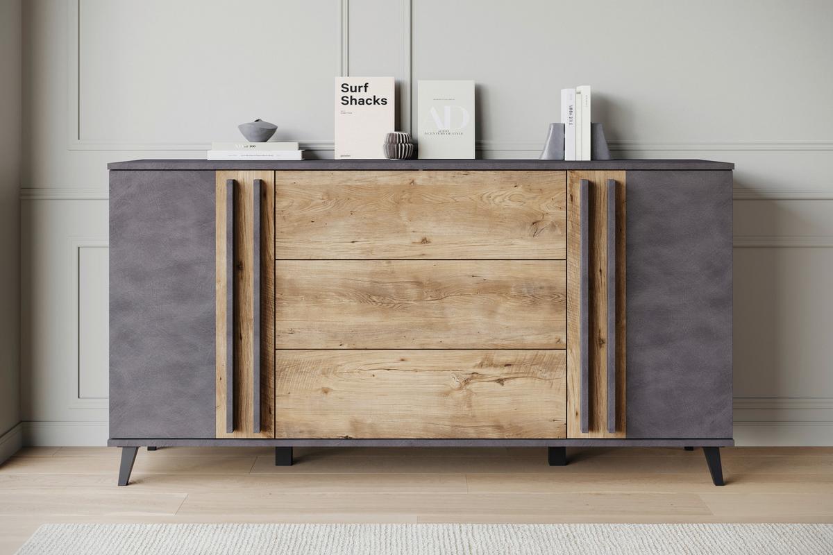 Sideboard Helsinki Anthrazit /Kastanienfarben B: 150cm - Kastanienfarben/Anthrazit, Trend, Holzwerkstoff (150/77,8/39,5cm) - P & B
