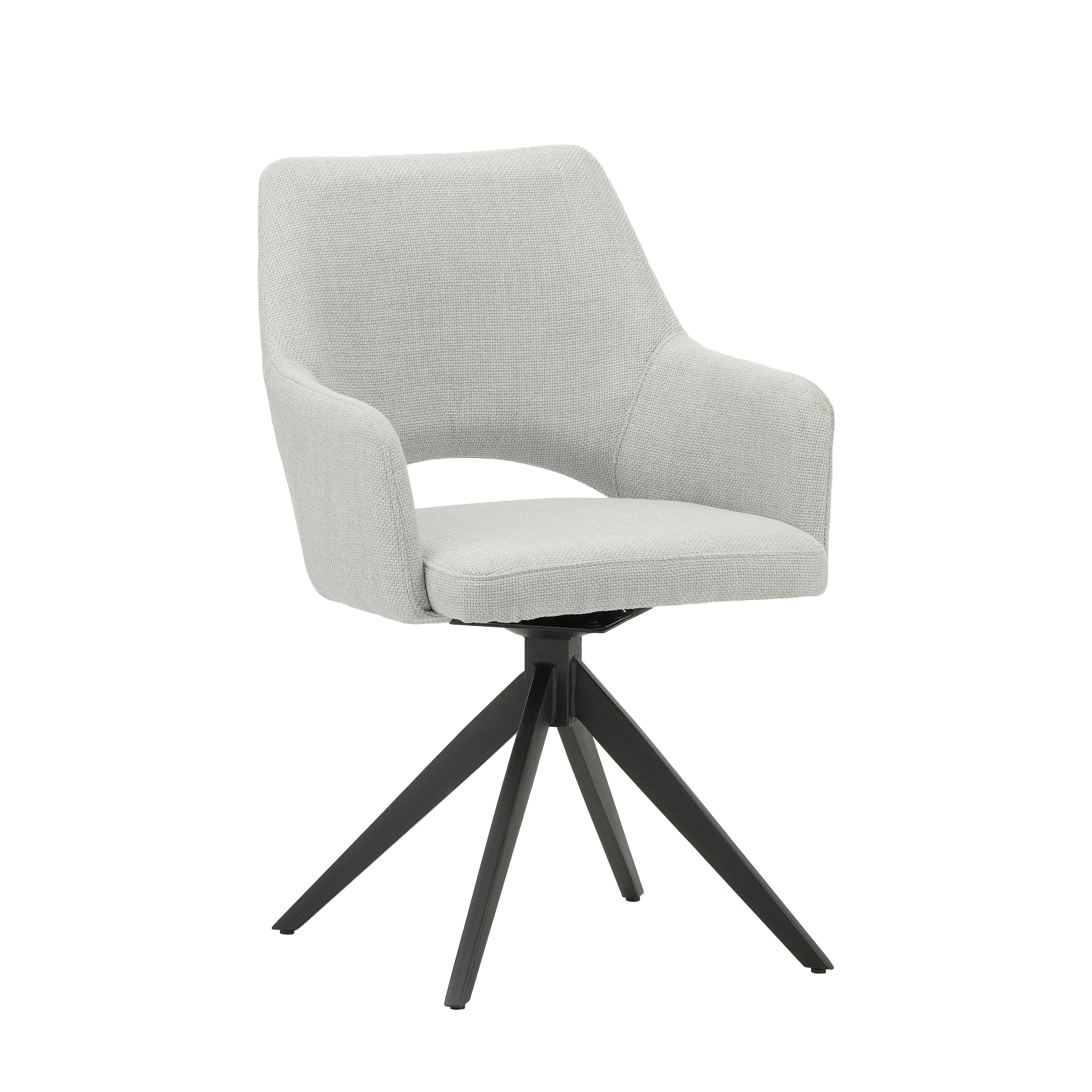 Stuhl Asher Grau, B: 54,5 cm - Schwarz/Grau, MODERN, Textil/Metall (54,5/85/61,5cm) - MID.YOU