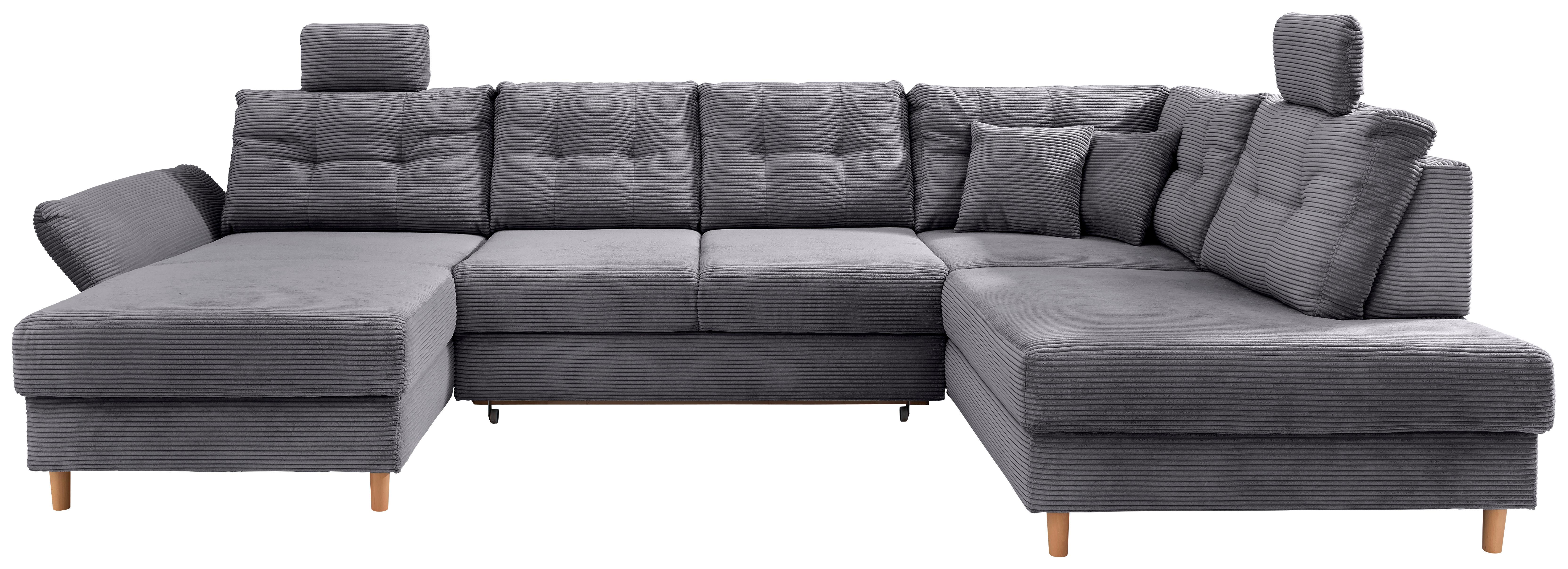 Wohnlandschaft Brizzini Grau S: 176x338-352 cm - Naturfarben/Grau, MODERN, Textil (176/338-352/206cm) - Livetastic