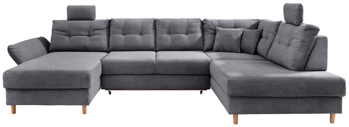 Wohnlandschaft Brizzini Grau S: 176x338-352 cm - Naturfarben/Grau, MODERN, Textil (176/338-352/206cm) - Livetastic