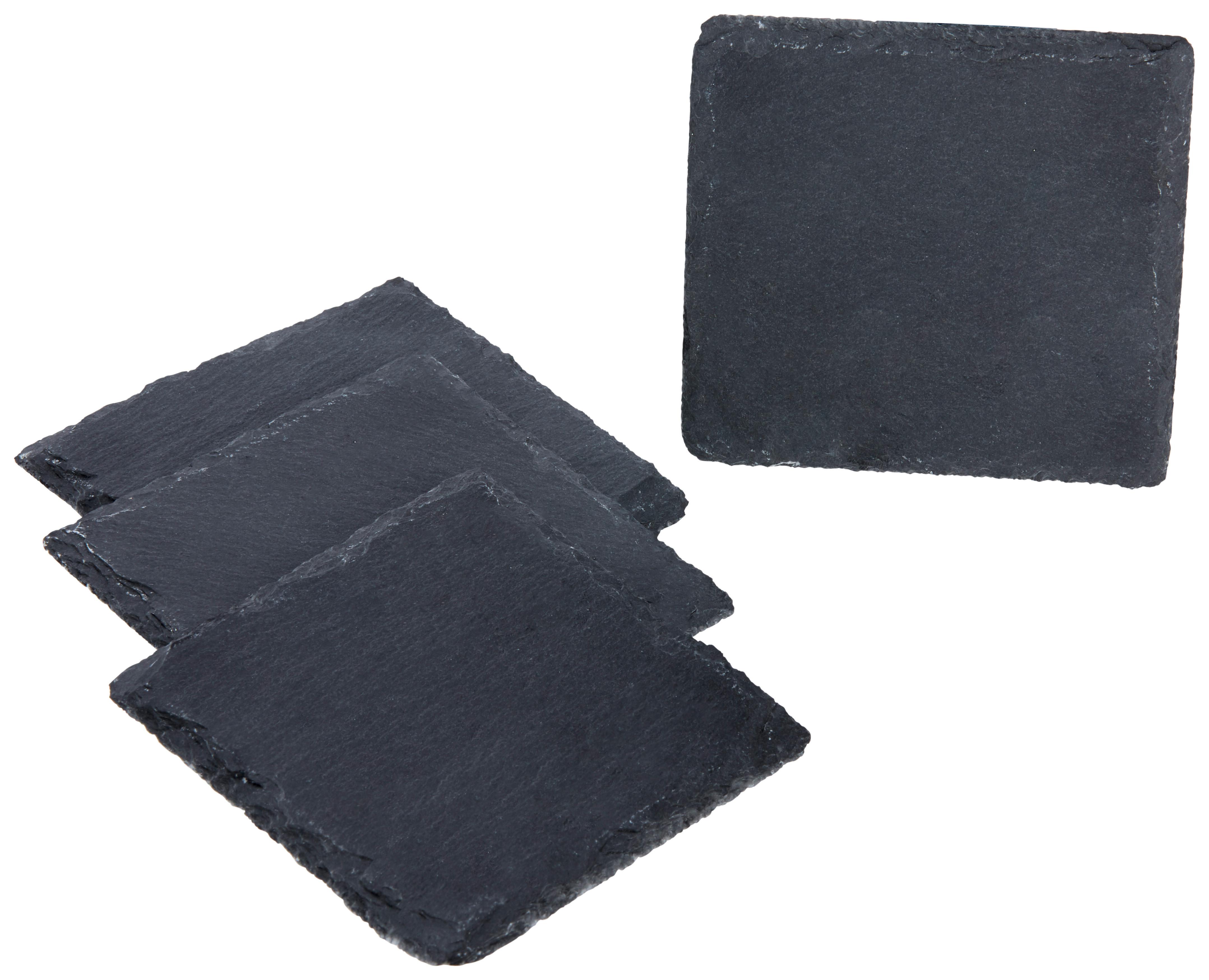 SADA PODLOŽIEK STONEY - čierna, Modern, plast/kameň (10/10cm) - Zandiara
