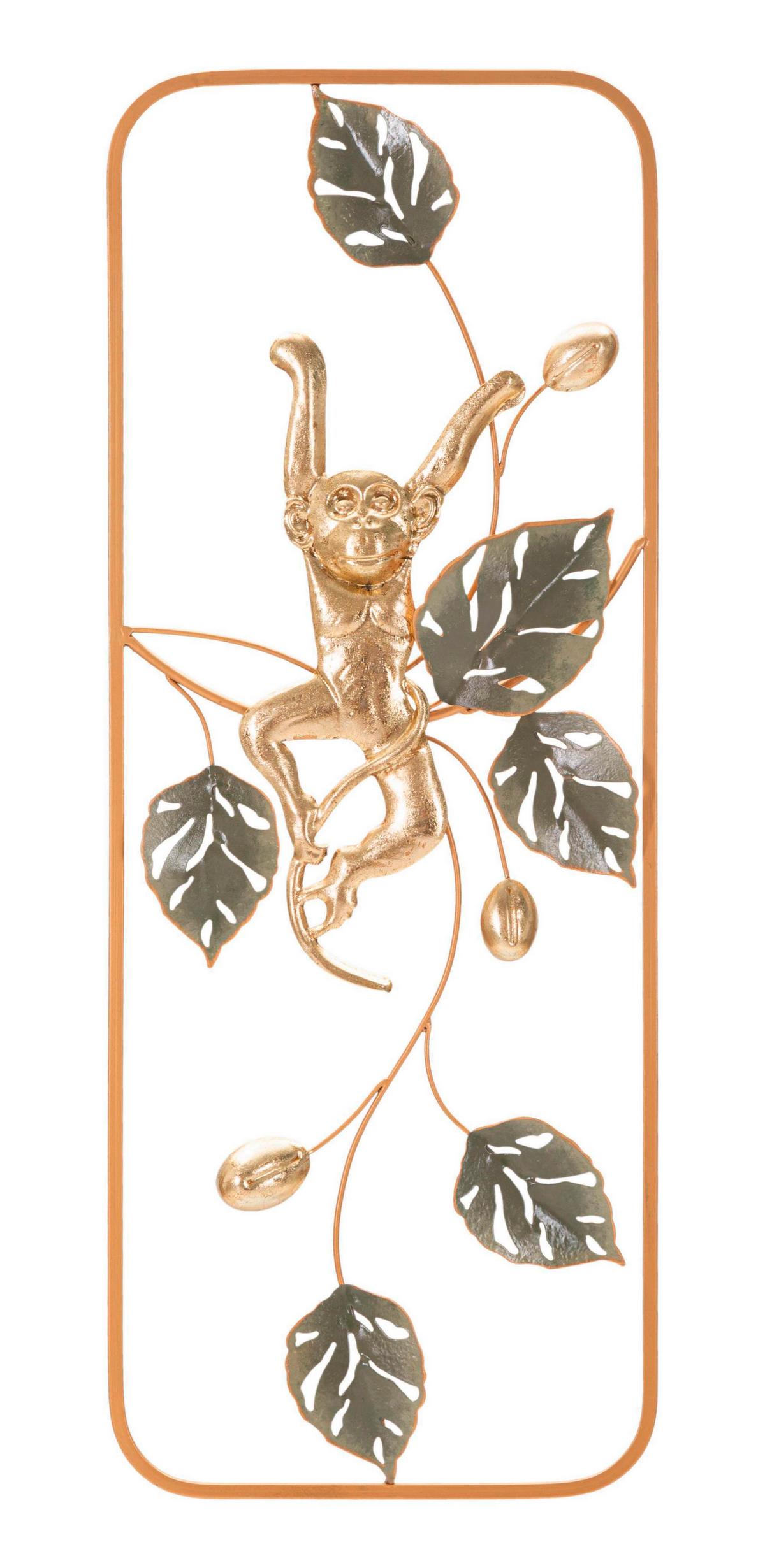 Wanddeko Monkey Goldfarben B: 28,6 cm - Basics, Metall (28.6/74.3/3.8cm)