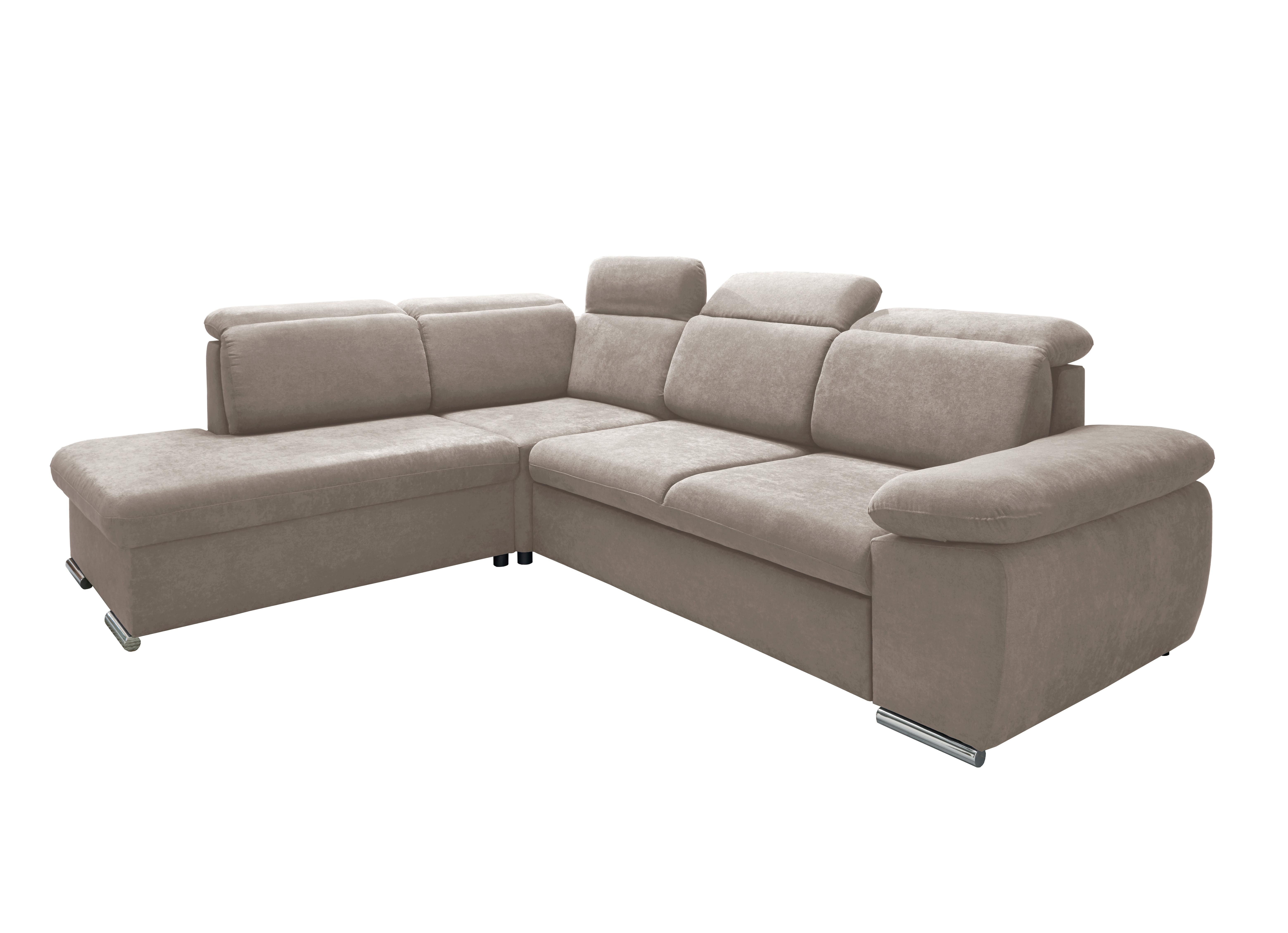 Ecksofa Vasto Taupe S: 228x283 cm - Taupe/Chromfarben, Design, Textil (228/283cm) - Livetastic