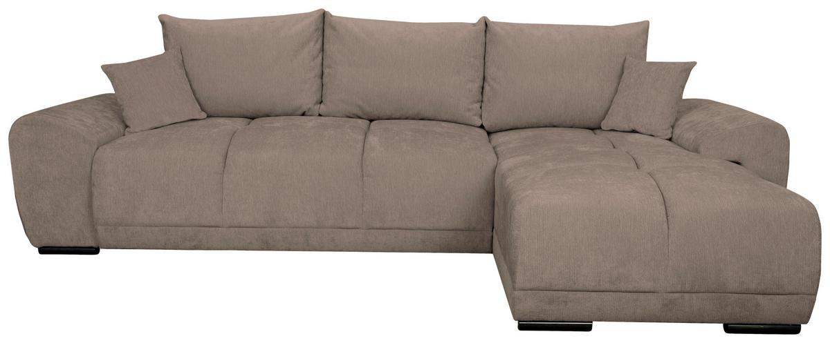 Rohová sedačka BONN, oboustranná, šedohnědá žinylka - černá/šedohnědá, Moderní, textil/plast (296/182cm)