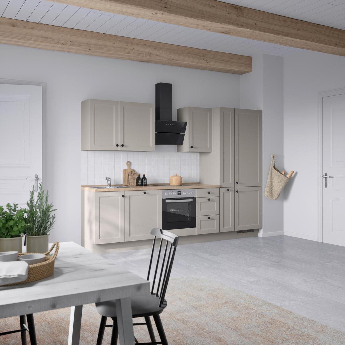 Kuchyňská linka 300 cm, kamenná sivá supermatná - šedá/černá, Moderní, kov/kompozitní dřevo (300cm) - Nobilia