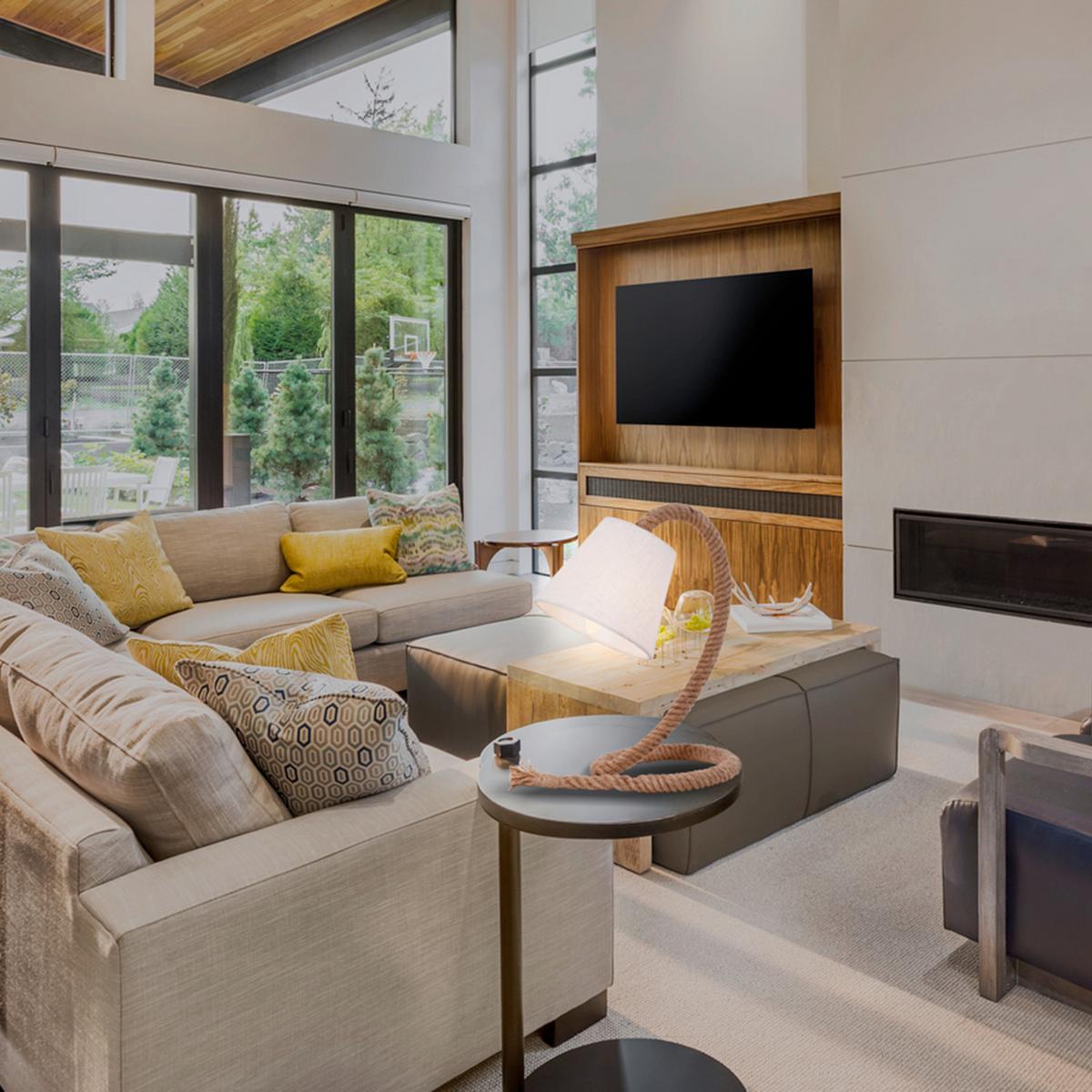 Tischlampe Rope Naturfarben/ Weiß mit Kippschalter - Naturfarben/Weiß, Design, Kunststoff/Textil (26/38cm) - Näve