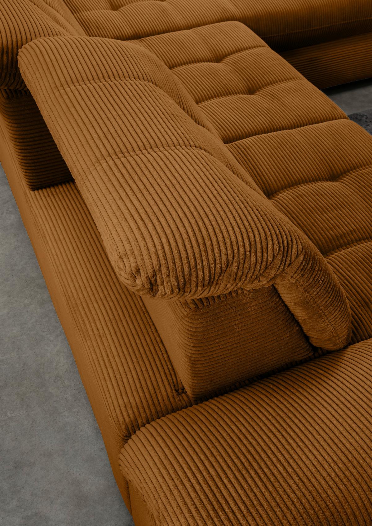 Wohnlandschaft mit Bettkasten Rigatti Goldfarben B: 387 cm - Goldfarben/Schwarz, MODERN, Textil (184/387/252cm) - Livetastic