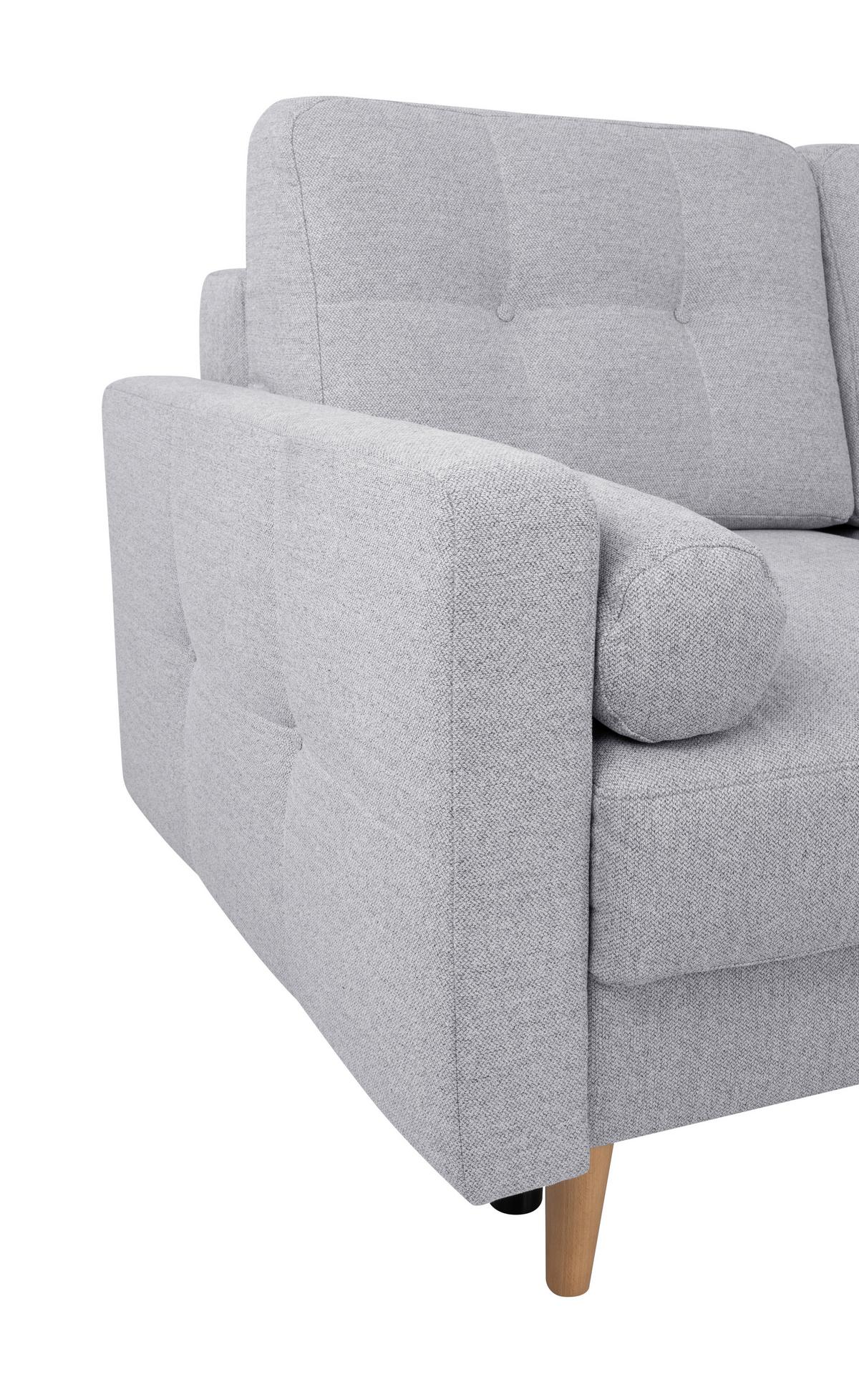 Ecksofa Noret, Hellgrau S: 242x242 Cm - Buchefarben/Hellgrau, Design, Textil (242/242cm) - MID.YOU