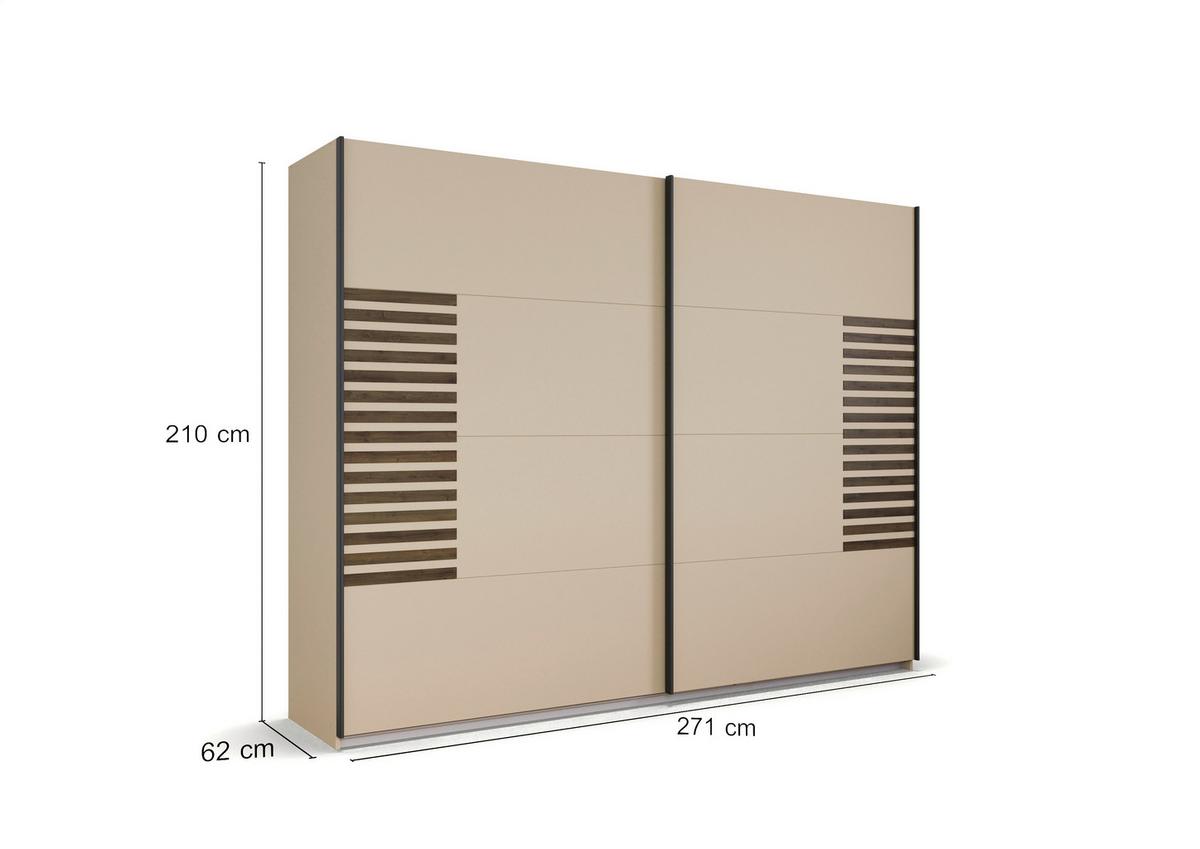 Schwebetürenschrank Barea Champagner Eiche Dekor - Eiche dunkel/Champagner, MODERN, Holzwerkstoff (271/210/62cm) - Rauch Möbel