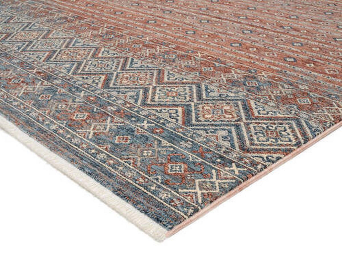 Webteppich Korsika - Blau/Terracotta, Design, Textil (80/150cm) - Novel