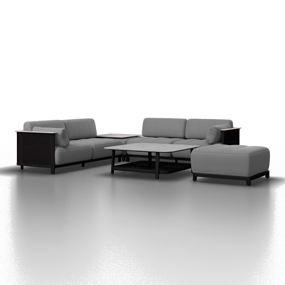 TERASOVÁ SEDACIA SÚPRAVA MARA - čierna/sivá, Modern, kov/textil (186/61/76,5cm) - Bessagi Garden