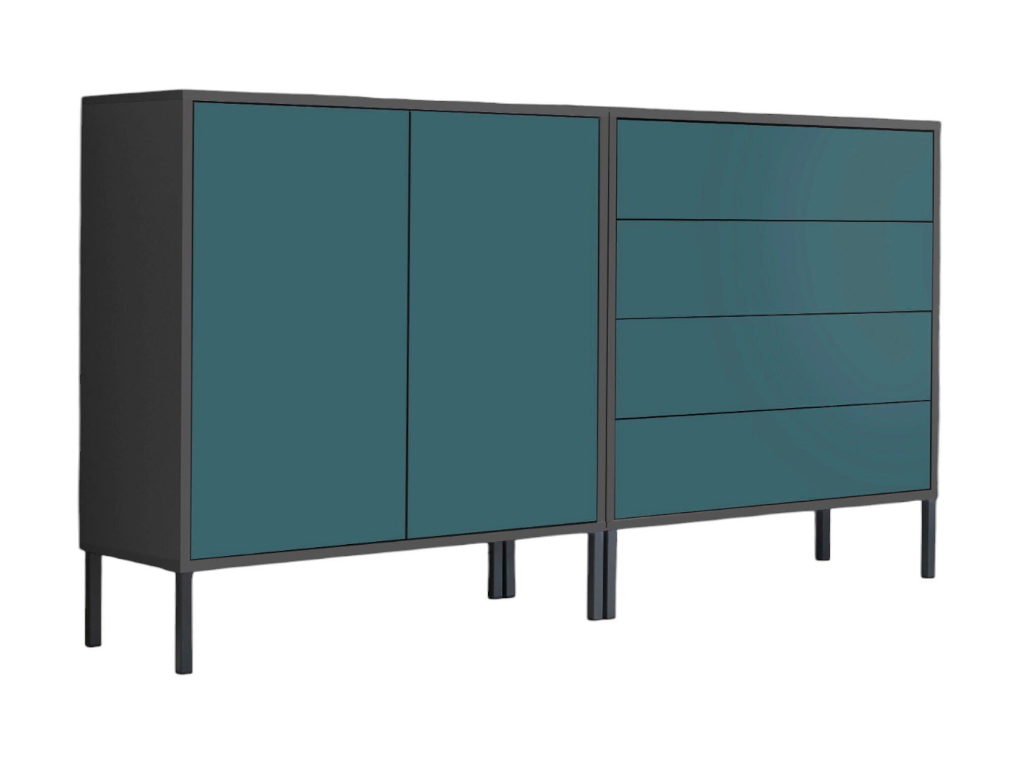 Sideboard Mailand 3 B: 158 cm Petrol - Anthrazit/Petrol, MODERN, Holzwerkstoff (158/86/33cm) - MID.YOU