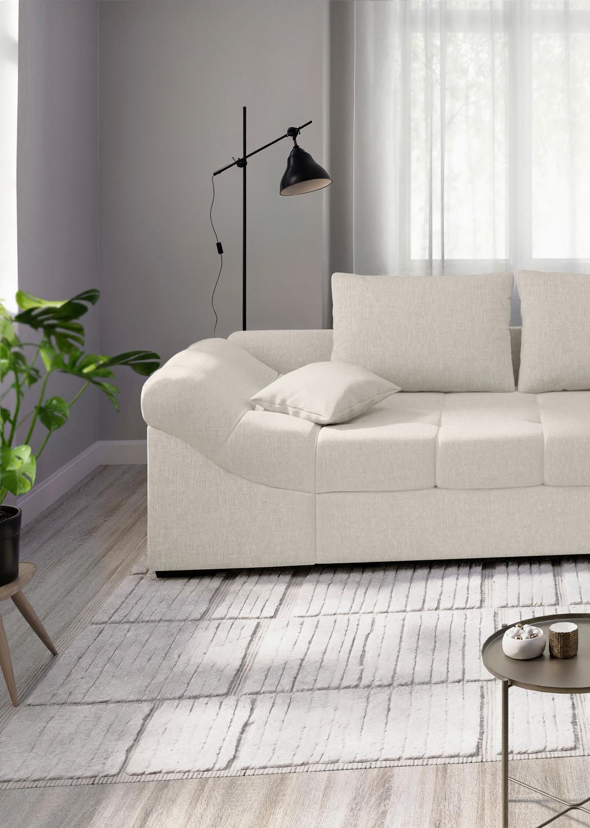 Eckschlafsofa Alvito Weiß S: 298x202 Cm - Schwarz/Weiß, MODERN, Textil (298/202cm) - MID.YOU