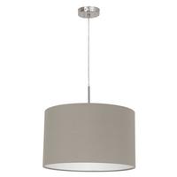 Hängeleuchte 31572 Pasteri - Taupe/Nickelfarben, KONVENTIONELL, Textil/Metall (38/110cm) - Eglo