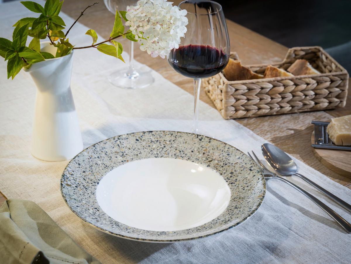 Pastateller Stone Collection Porzellan, Grau/Weiß, 4 Stück - Weiß/Grau, Basics, Keramik - Creatable