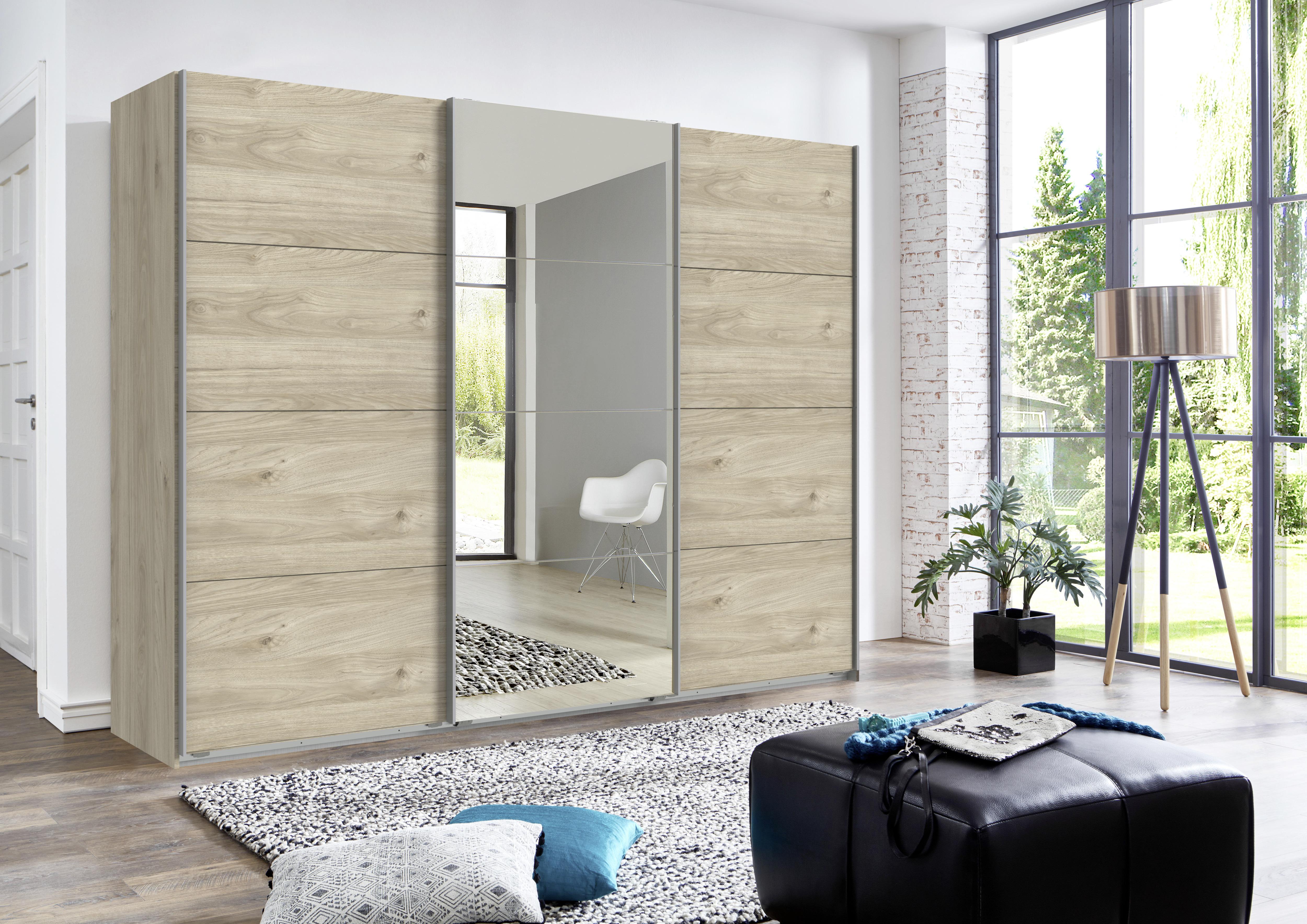 Schwebetürenschrank Mit Spiegel 270cm Erni Eiche Dekor - Eichefarben, Basics, Holzwerkstoff (270/210/65cm) - MID.YOU