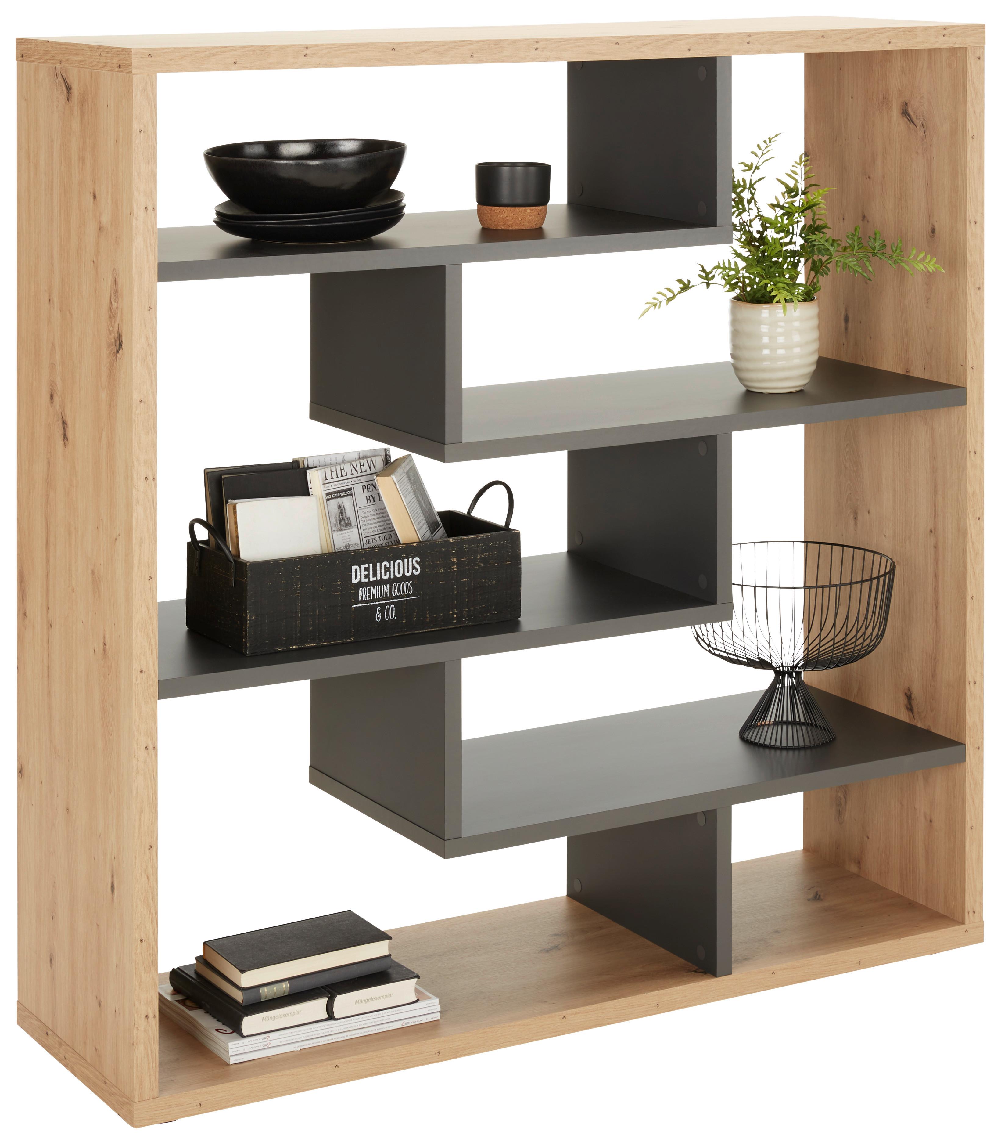 DĚLICÍ STĚNA Bounty, antracitová / dub - barvy dubu/černá, Moderní, kompozitní dřevo/plast (130/134/40cm) - Premium Living