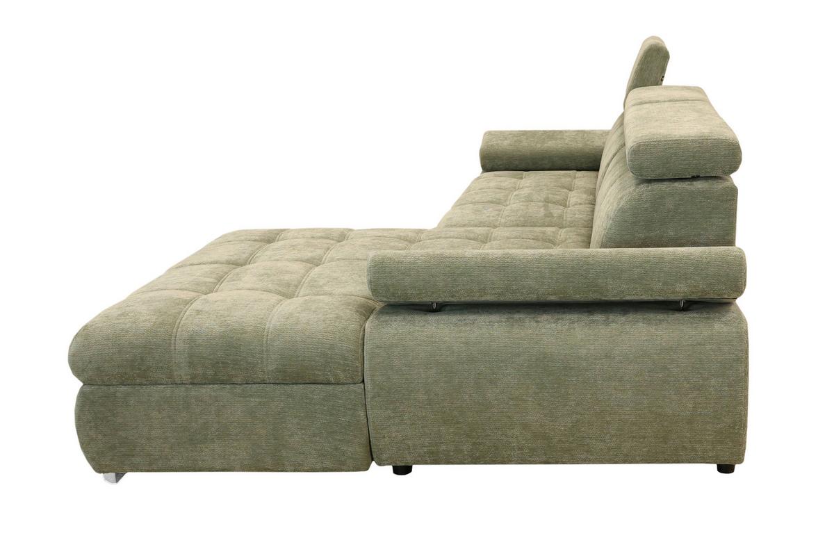 Rohová sedačka VEGAS, pravá, šalviovozelená ženilka - strieborná/šalviovozelená, Design, drevo/textil (294/173cm)