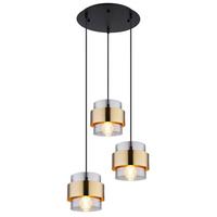Hängeleuchte H:120 cm 3-Flammig - Klar/Messingfarben, Design, Glas/Metall (45/120cm) - Globo