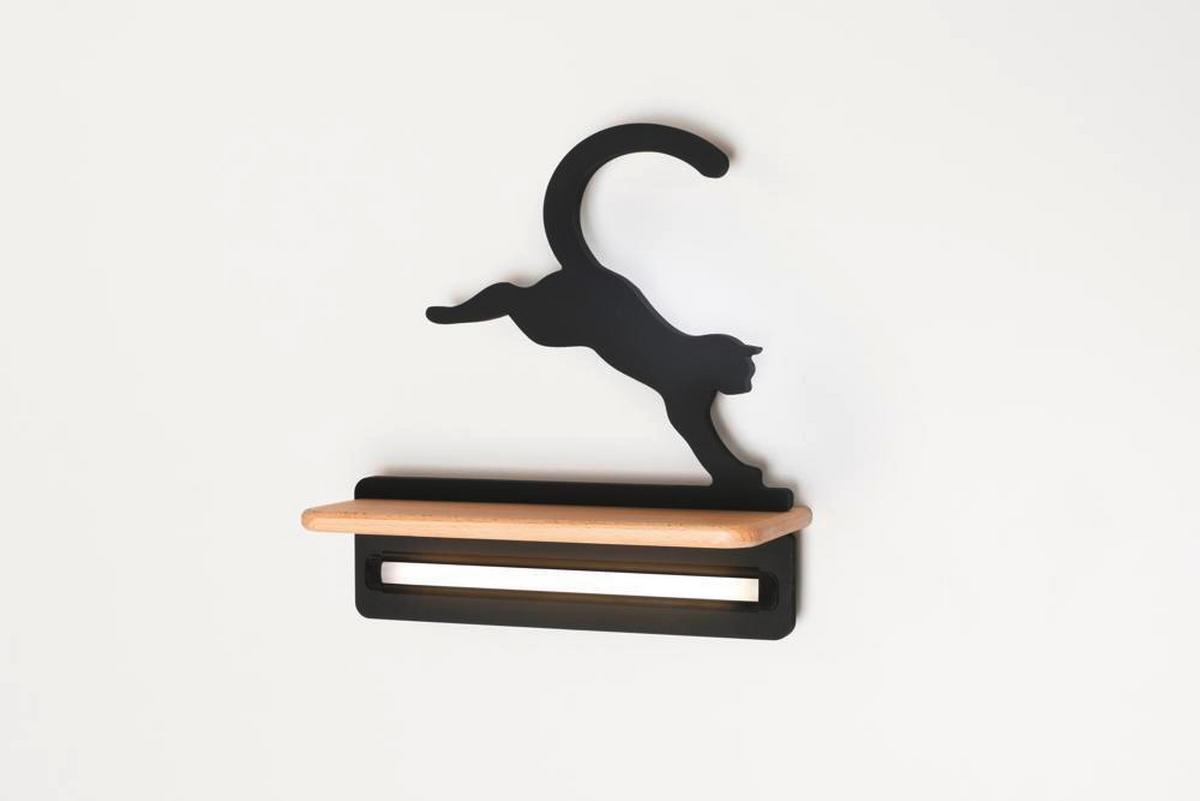 Kinderwandleuchte 21-75635 Cat - Schwarz, Basics, Holz/Holzwerkstoff (27/12/29cm)