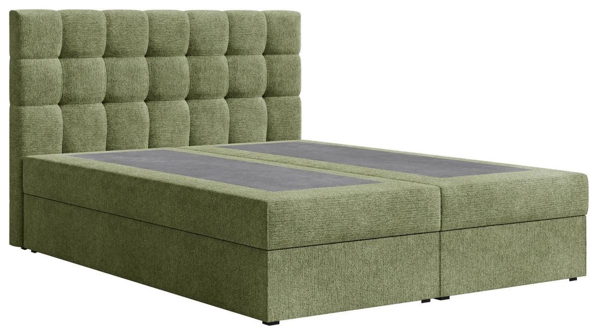 Boxbett Oslo mit Topper 140x200 - Dunkelgrün/Schwarz, MODERN, Holz/Kunststoff (140/200cm) - Livetastic