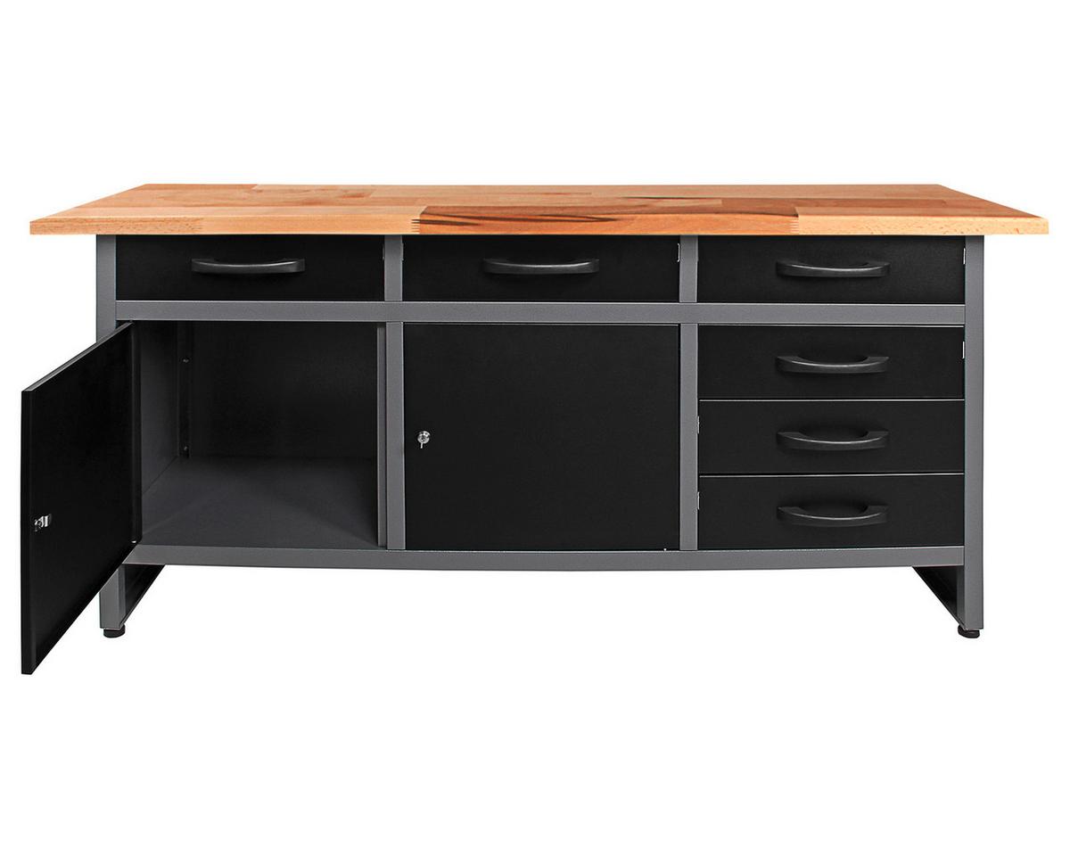 Werkbank-set Karsten B: 160 Cm Anthrazit/grau - Anthrazit/Grau, Basics, Holz/Metall (160/205/60cm)