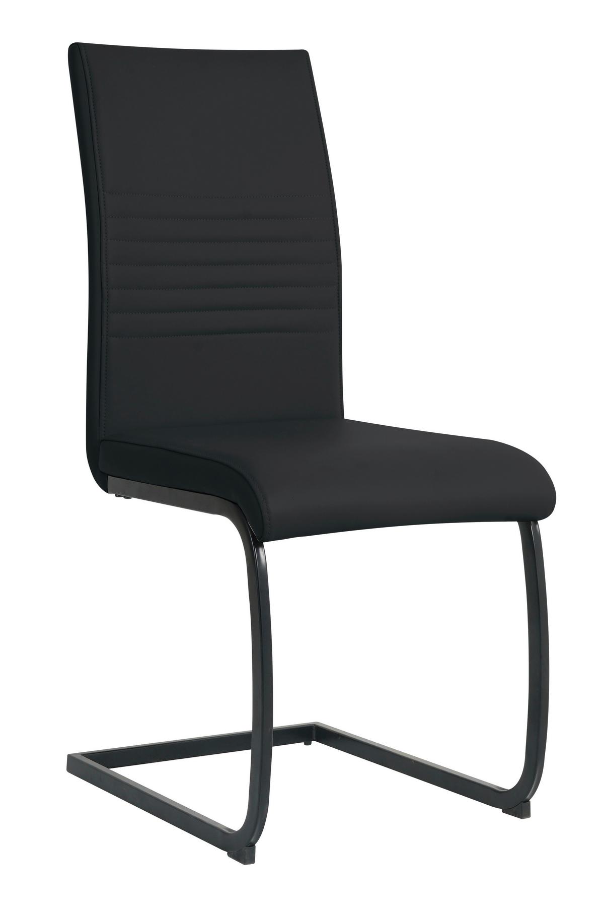 Stuhl-set Lederlook Schwarz, B: 42cm - Schwarz, Design, Kunststoff/Textil (42/97/59cm) - Livetastic