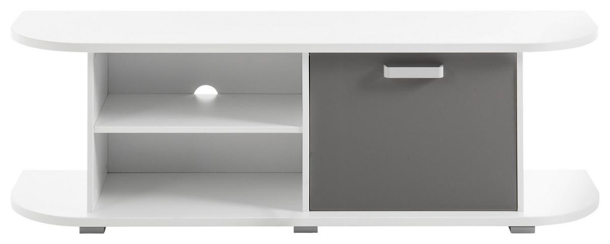 TV-Element Yoris B: 141,6 cm Weiß/Grau - Weiß/Grau, Design, Holzwerkstoff (141,6/44,8/36cm) - MID.YOU