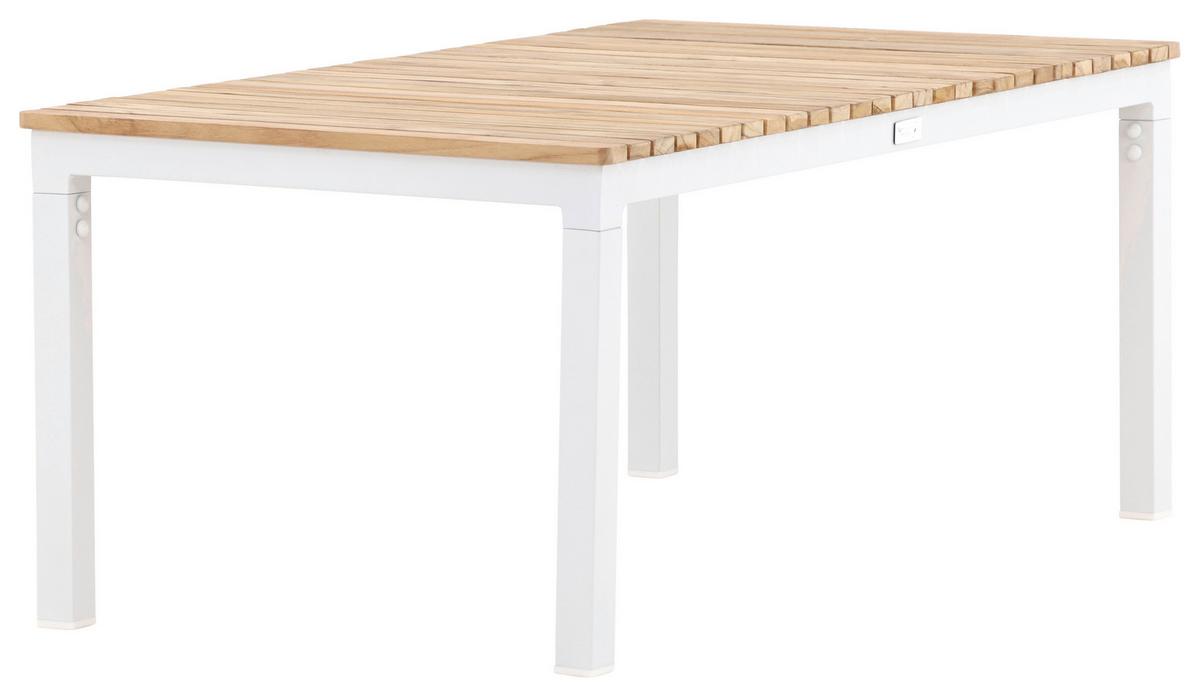 Loungetisch Brasilia - Weiß/Teakfarben, KONVENTIONELL, Holz/Metall (110/60/45cm) - Gardenson