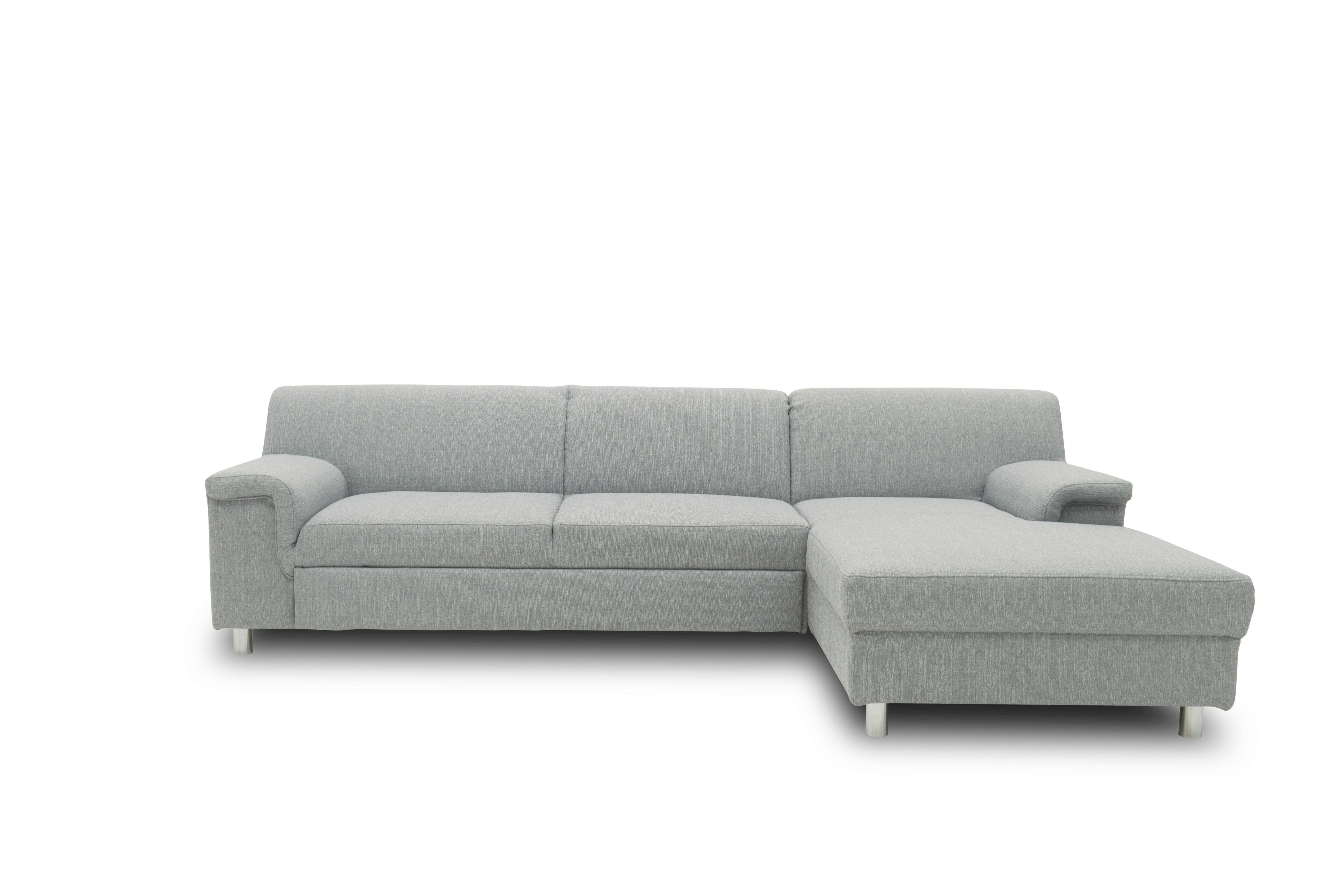 Ecksofa mit Schlaffunktion Jamie Silberfarben Webstoff - Chromfarben/Silberfarben, KONVENTIONELL, Textil (252/150cm) - MID.YOU