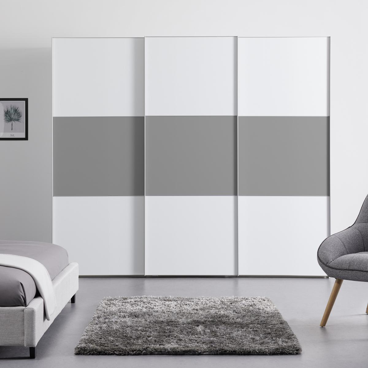 Schwebetürenschrank 249cm Includo, Weiß/Grau - Weiß/Grau, MODERN (249/222/68cm) - MID.YOU