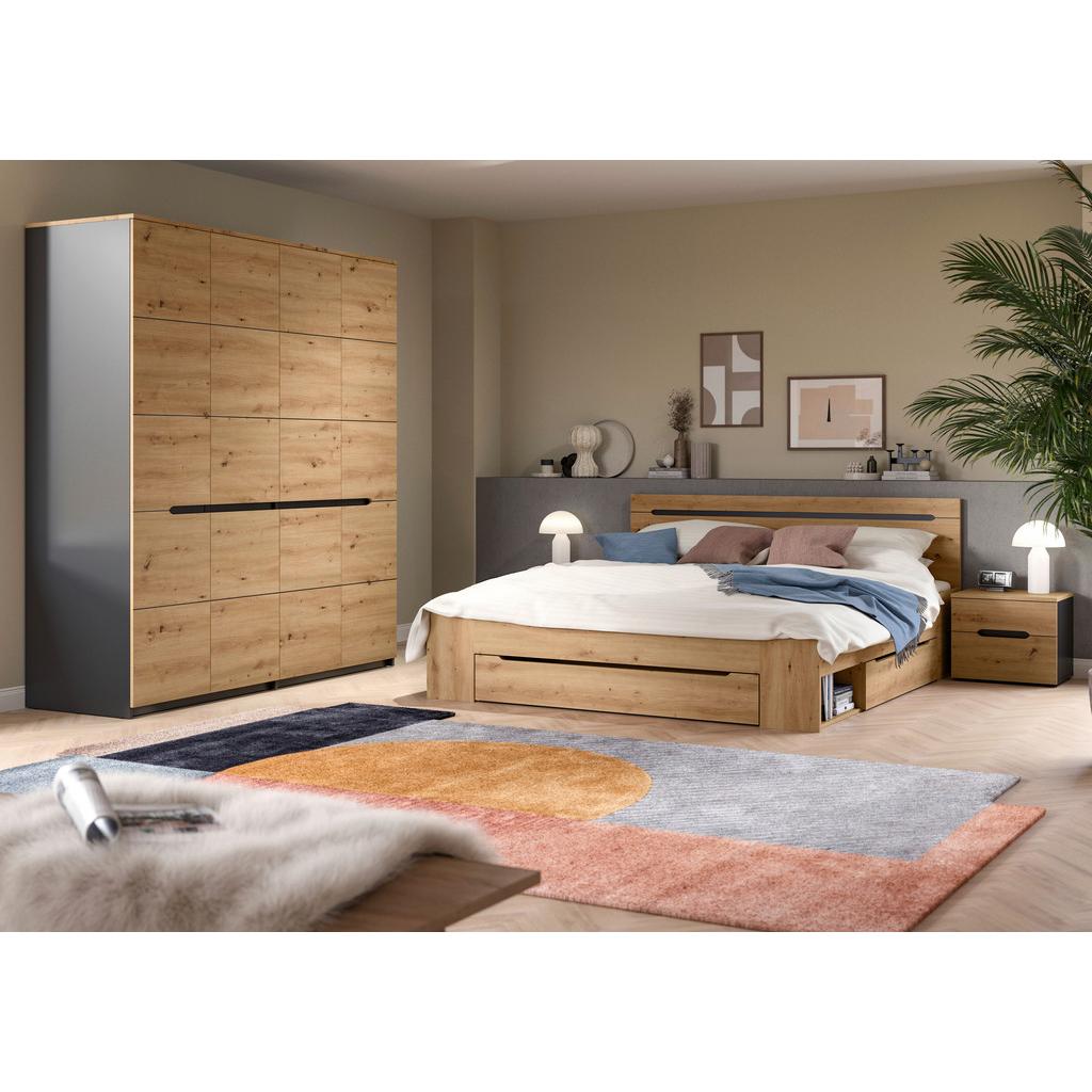 Schlafzimmer Canu Grau /Eiche Artisan Dekor 4--Teilig