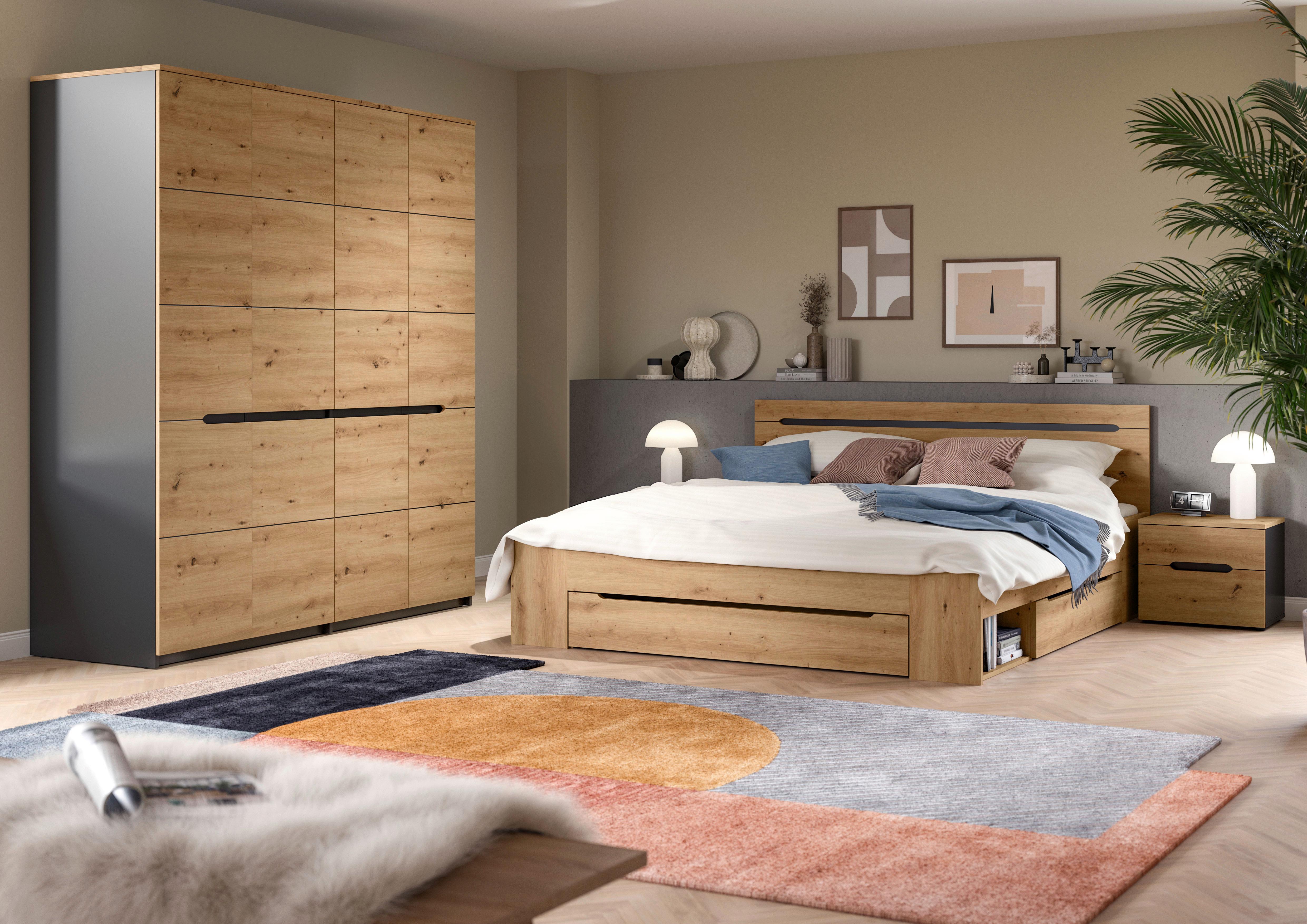 Schlafzimmer Canu Grau /Eiche Artisan Dekor 4--Teilig