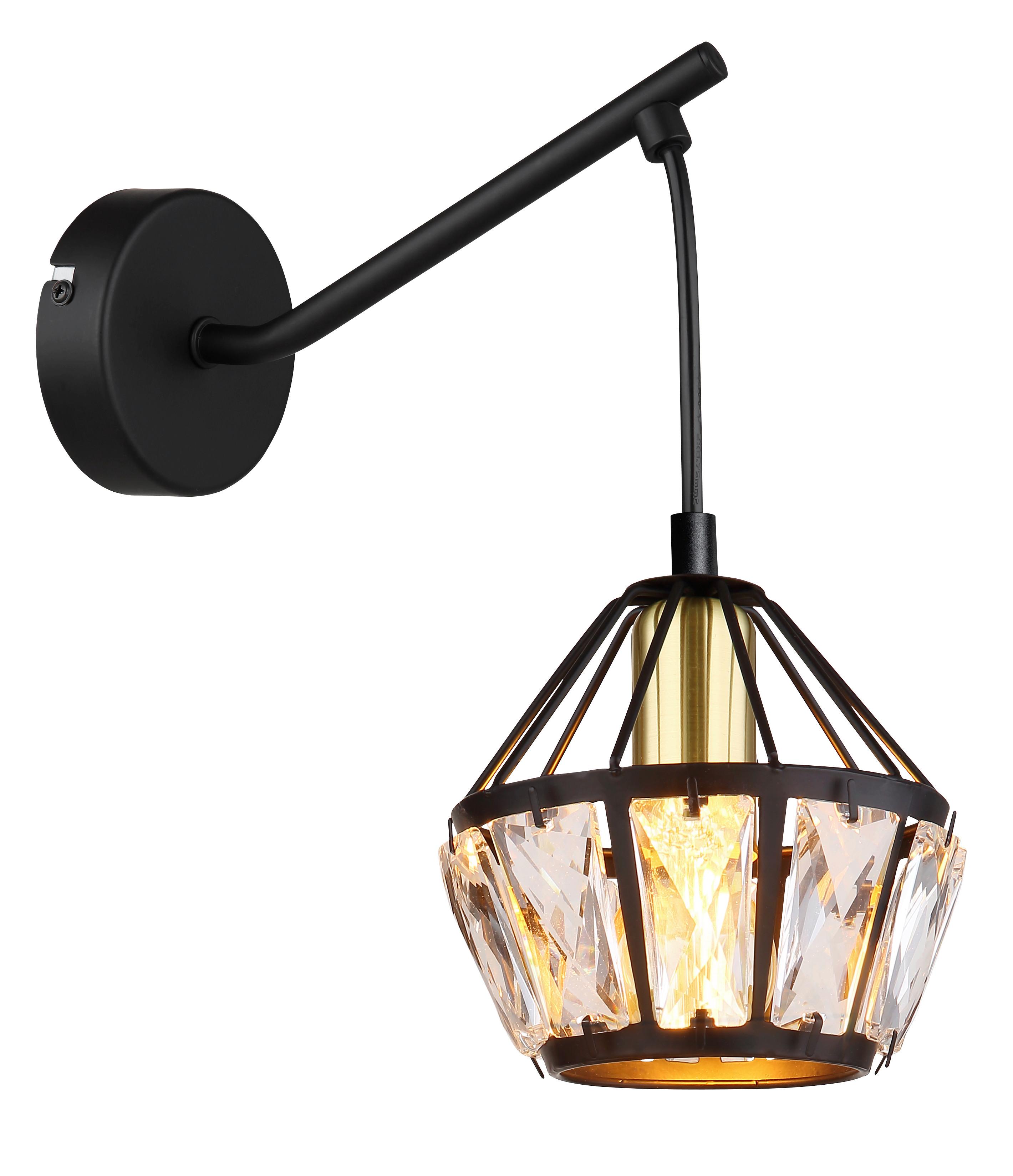 Wandleuchte 54359w - Klar/Messingfarben, Basics, Glas/Kunststoff (12,5/23/25cm) - Globo