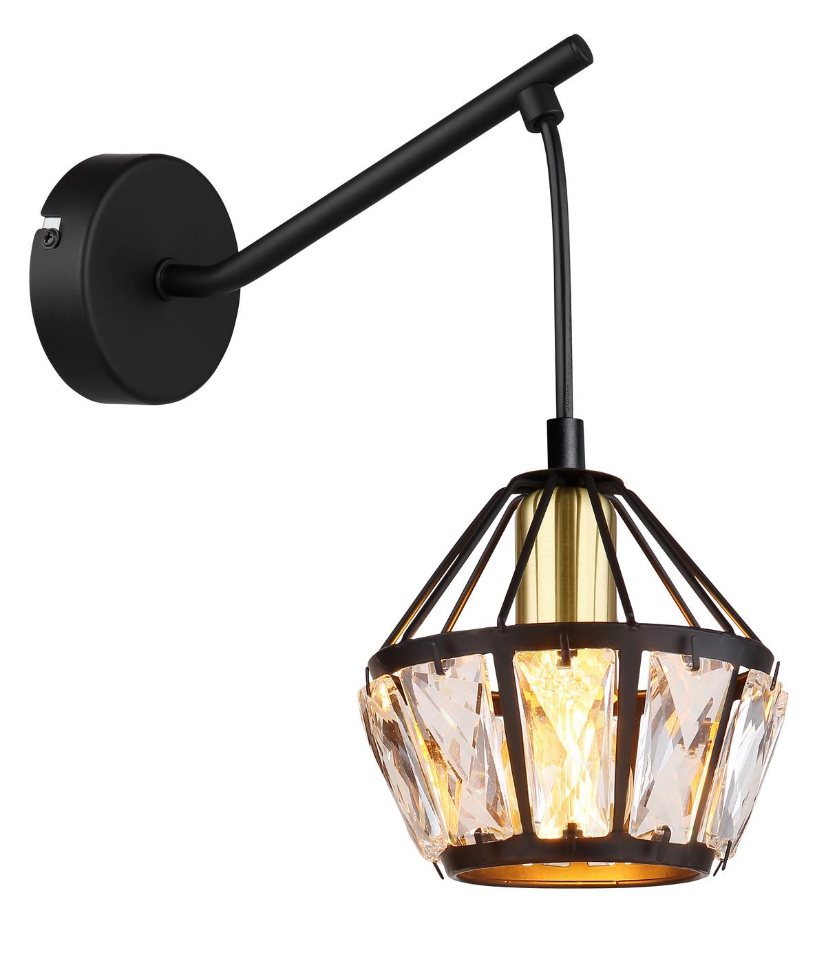 Wandleuchte 54359w - Klar/Messingfarben, Basics, Glas/Kunststoff (12,5/23/25cm) - Globo