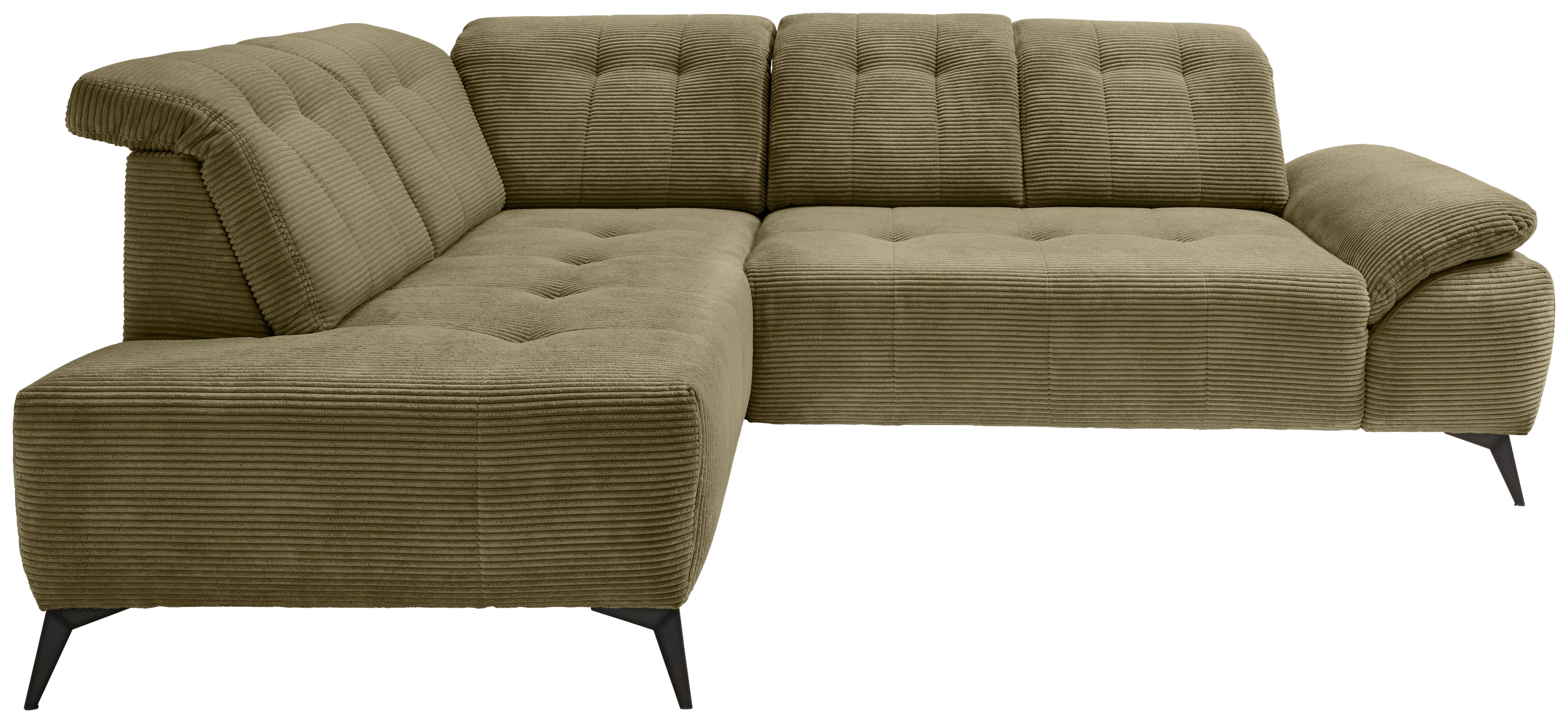 ECKSOFA Fiore, Olivgrün S: 200x272 cm - Schwarz/Olivgrün, MODERN, Textil (200/272cm) - Livetastic