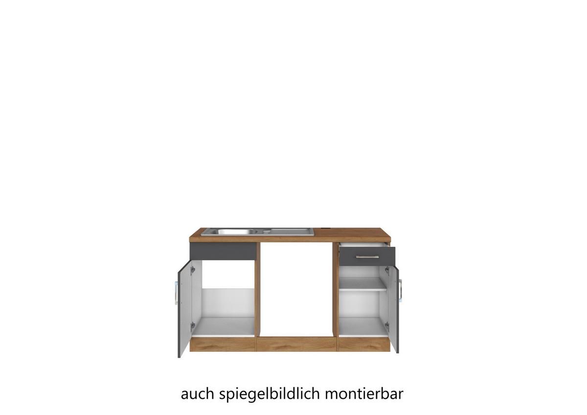 Eckküche Winkelblock Ohne Geräte 270x210 Cm Anthrazit - Eichefarben/Anthrazit, MODERN, Holzwerkstoff (210/270cm) - Held