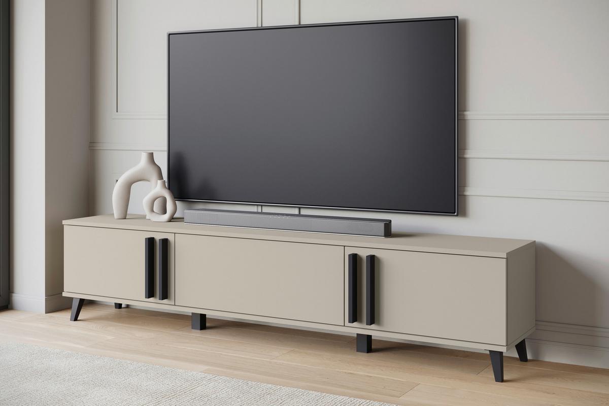 Lowboard Helsinki 183 Beige/Congo B: 180 cm - Beige/Schwarz, Trend, Holzwerkstoff (180/40/33cm)