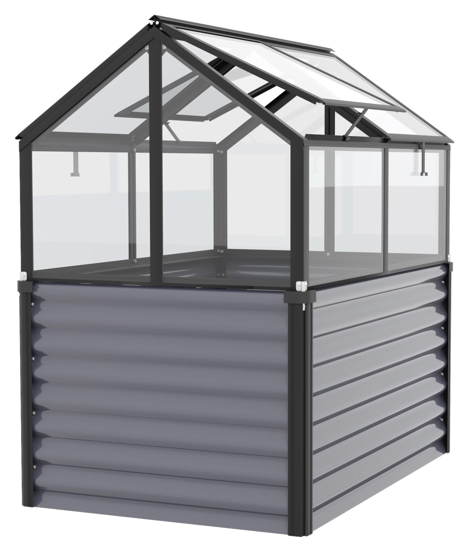 Frühbeetkasten Gamma Metall/ Glas 89x134,5x126,7 Cm - Schwarz, Basics, Glas/Metall (89/134,5/126,7cm)