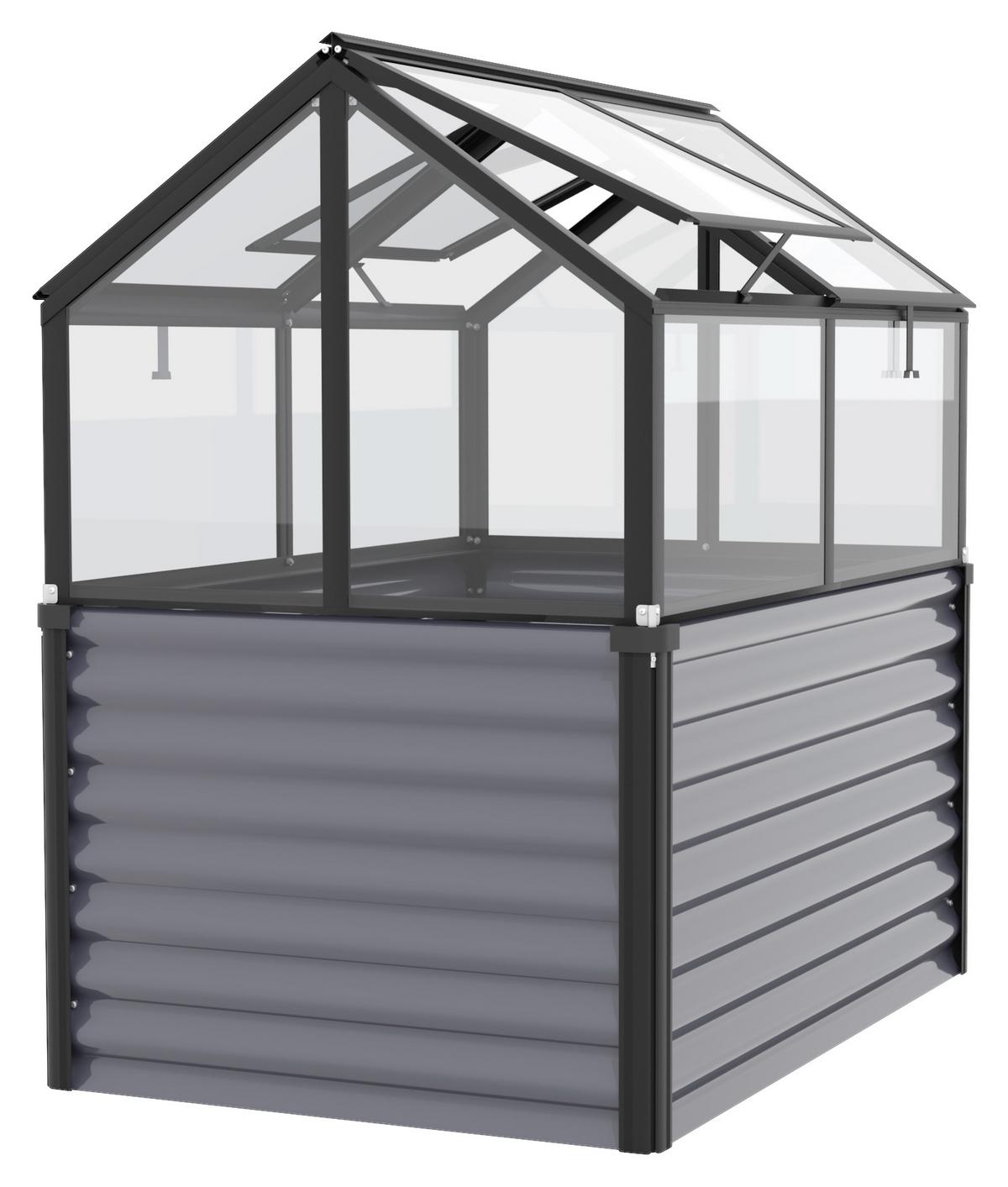 Frühbeetkasten Gamma Metall/ Glas 89x134,5x126,7 cm - Schwarz, Basics, Glas/Metall (89/134,5/126,7cm)